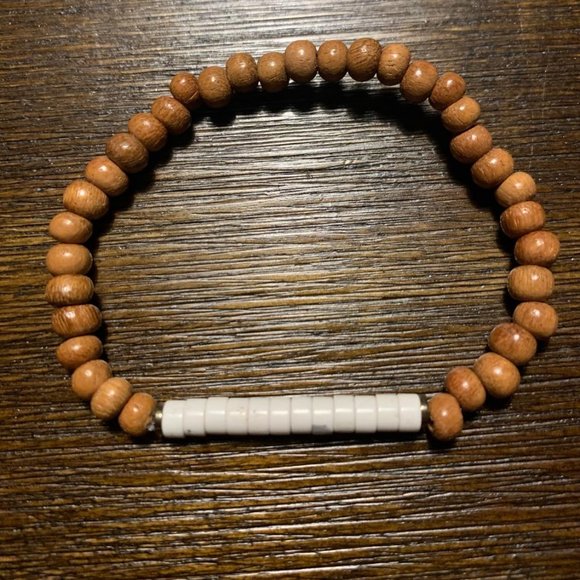 Howlite and Bayong Wood Bracelet - Picture 2 of 2